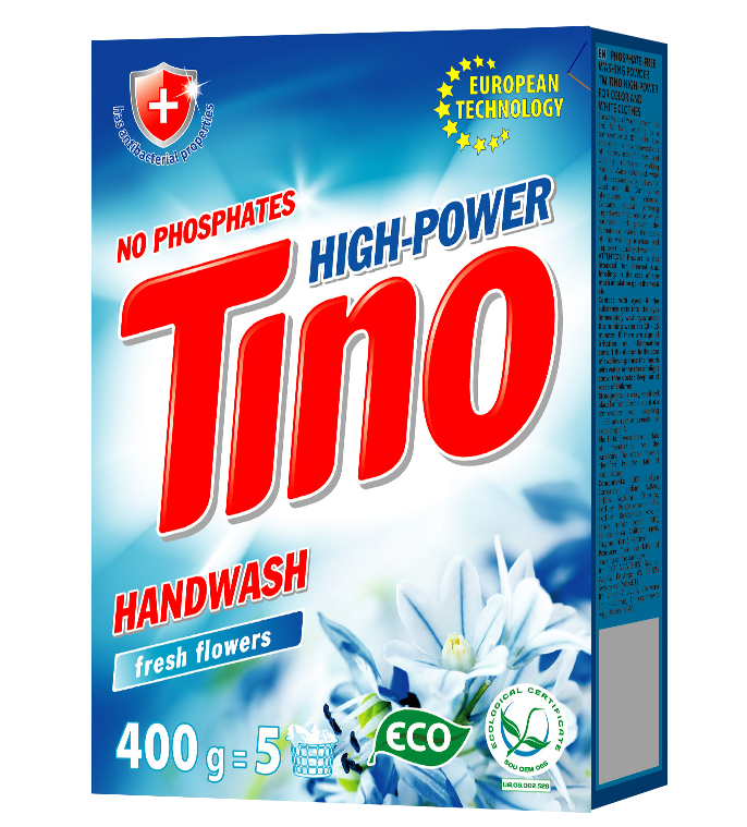 Порошок пральний безфосфатний для ручного прання ТМ Tino High-Power Fresh flowers 400 г